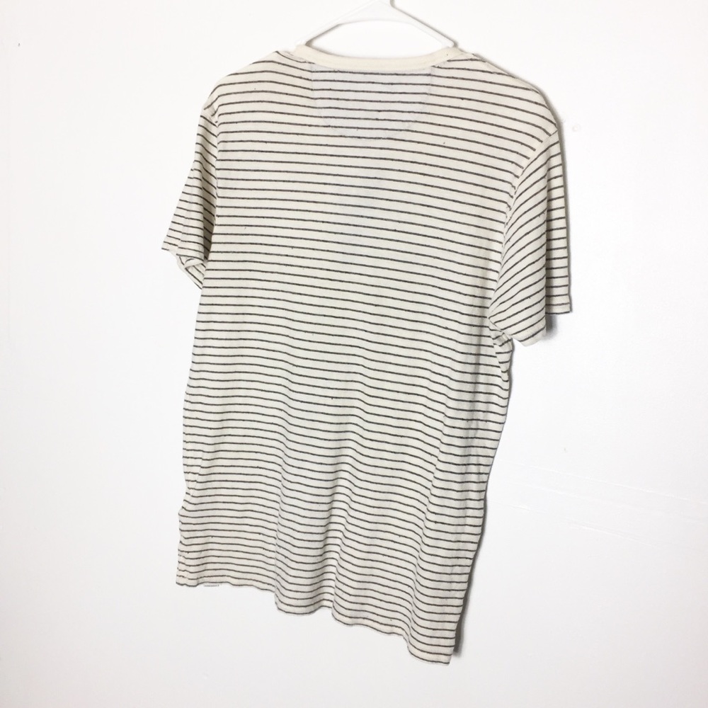 Lucky Brand Black Cream Striped Short Sleeve Shirt - Picture 2 of 6